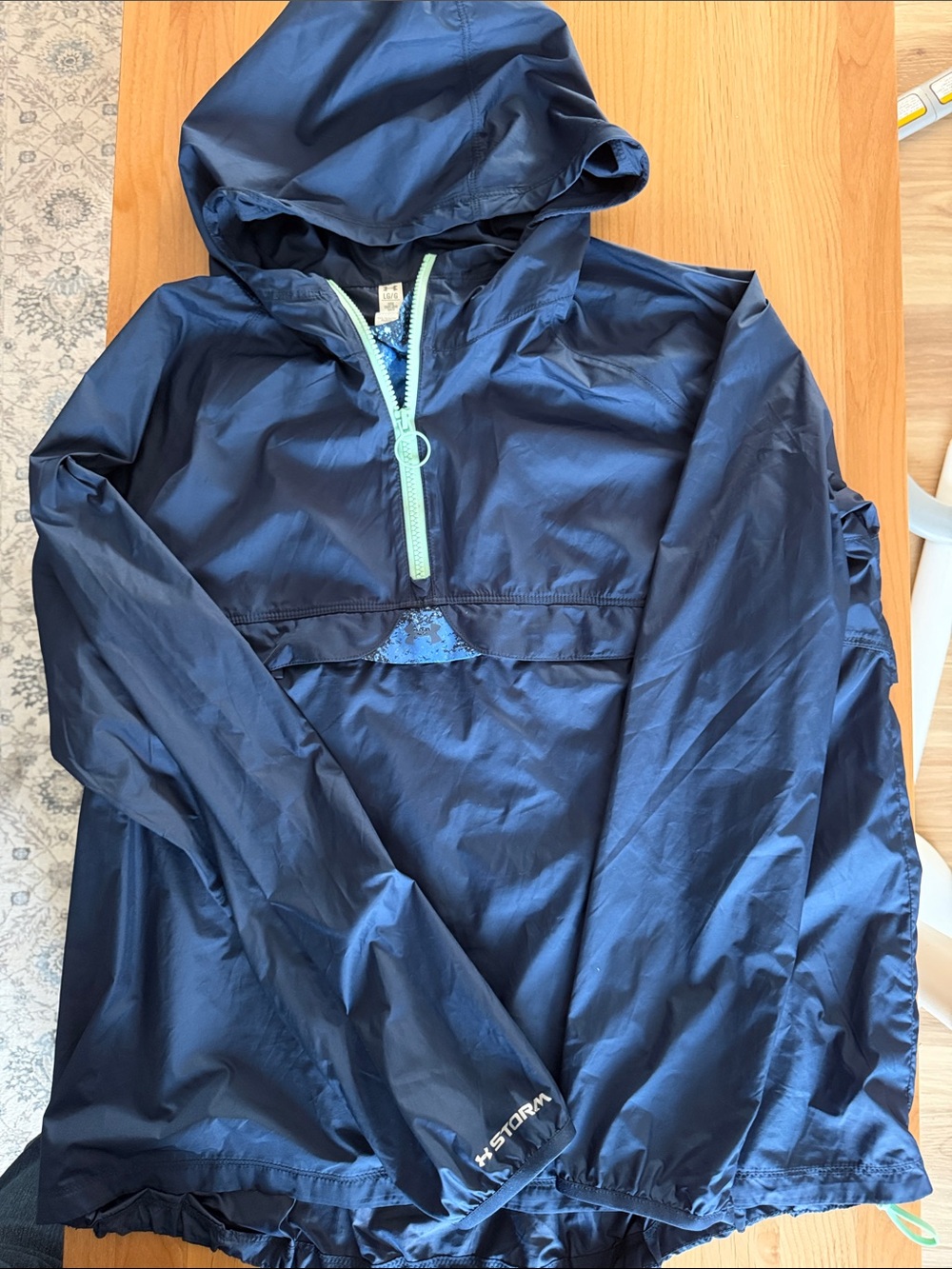 Navy Windbreaker Jacket with Hood, size large